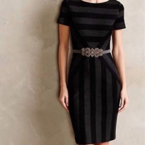 Anthropologie Maeve Black&Grey Pencil Dress PETITE